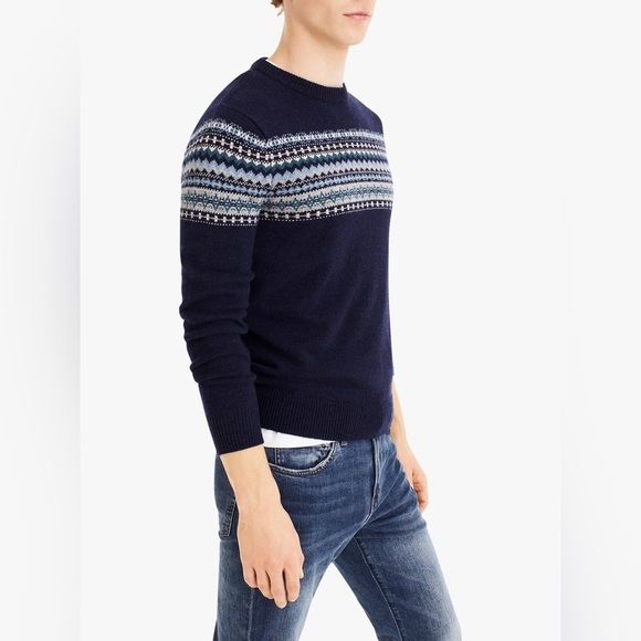 J. Crew 100% Lamb Wool Fairisle Nordic Scandinavian Crewneck Sweater size medium - Picture 3 of 14
